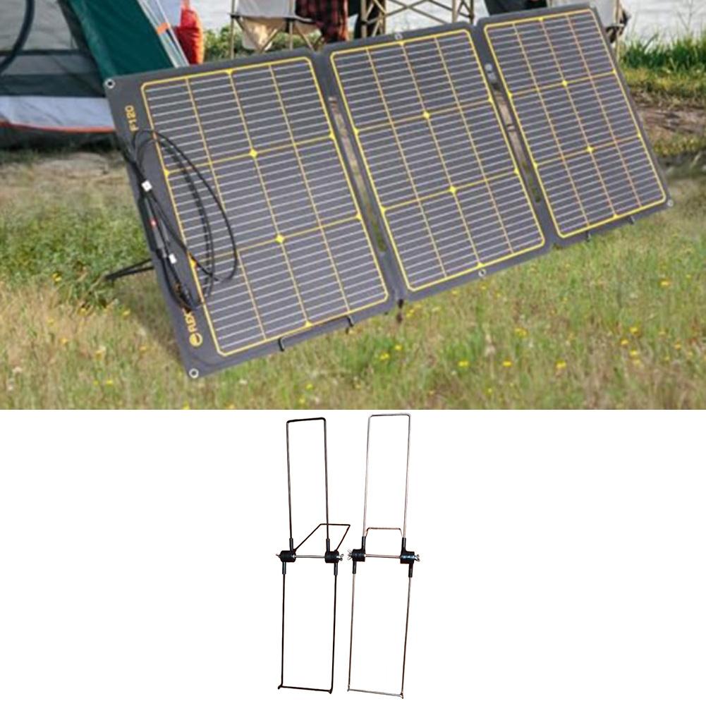 2pcs Portable Solar Panel Stand Adjustable 360° Stainless Steel Bracket For Camping Solar Panel Bracket Solar Power Parts