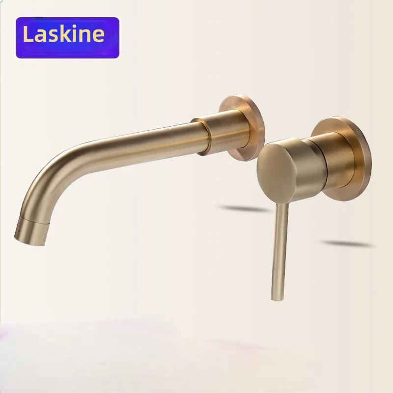 Brushed Gold/Black Basin Faucet Concealed Wall Mounted For Bathroom Faucets Bath Basin Sink Tap Bathtub Hot And Cold Water Mixer