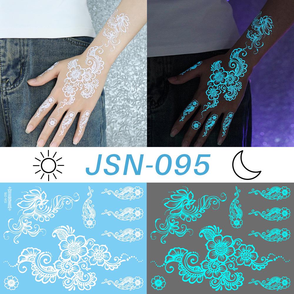 Rikaron Luminous White Henna Mandala & Butterfly Tattoo Stickers - Waterproof.