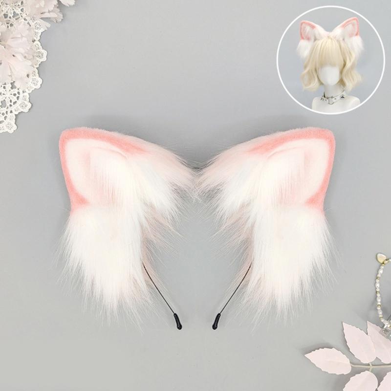 Handgefertigtes Kunstfell Katzenohren Stirnband Animie Kopfschmuck für Damen und Teenager Cosplay Kostüm Party Verkleidungs Accessoires
