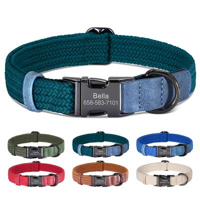 Anpassad Hundhalsband Hund Hållbart Nylon Hundhalsband Gratis Graverat Husdjursnamn Spänne Halsband Justerbart för Små Mellanstora Stora Hundar