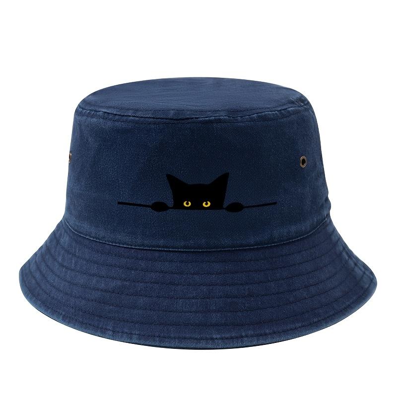 Unisex printed cartoon cat pattern fisherUnisex hat, fashionable and lightweight outdoor sun hat, fishing camping trip