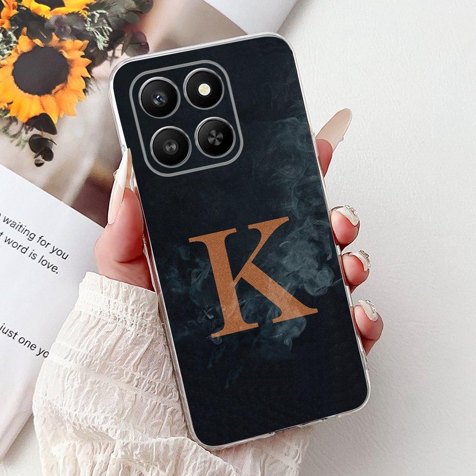 Clear For Honor 400Smart 5G LGN-NX1 Case For Honor 400 Smart Cover Luxury A-Z Letters Fashion Flowers Crown Soft Bumper Casing
