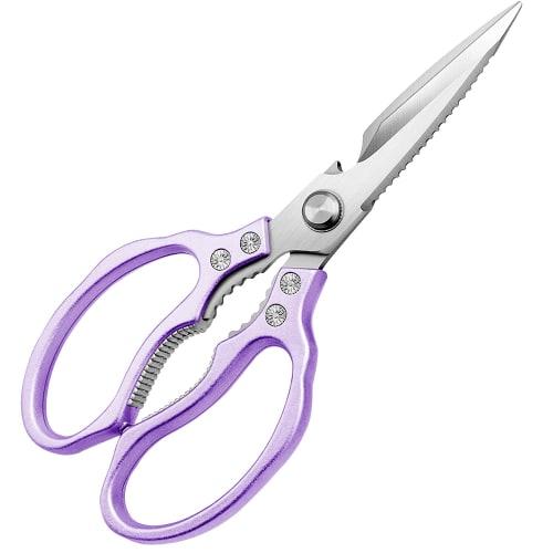 

AWinjoy Heavy-Duty Sharp Kitchen Scissors, Dishwasher Safe, for Meat, Poultry, Fish, Herbs, and Bread (Purple)