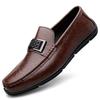 Fashion Advanced Texture Lightweight Genuine Leather Men's Formal Leather Shoes Handmade Soft Comfortable Non-slip Casual Men Bean Shoes