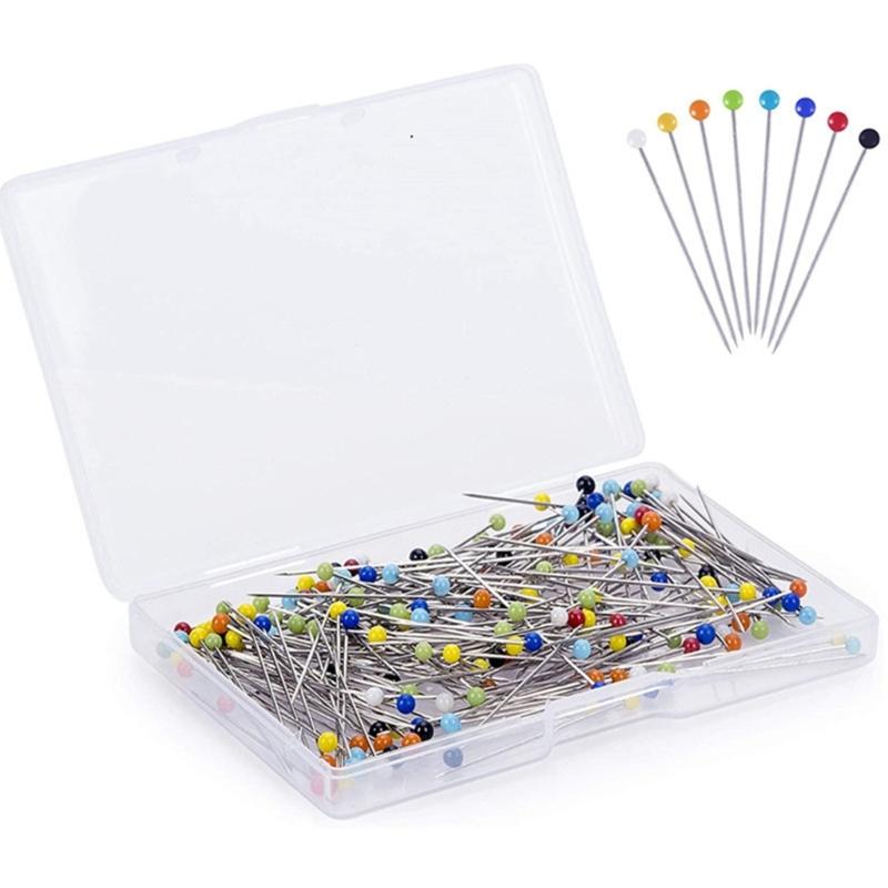 

500PCS 4mm Round Glass Head Sewing Pins With Storage Box Mixed Color Dressmaking Pins For Quilting and Pattern Making 1