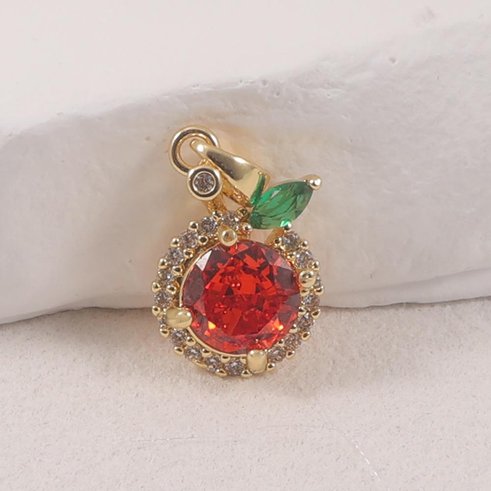 Gold Orange Rhinestone Pendant with Red Zirconia Clavicle Chain for Women