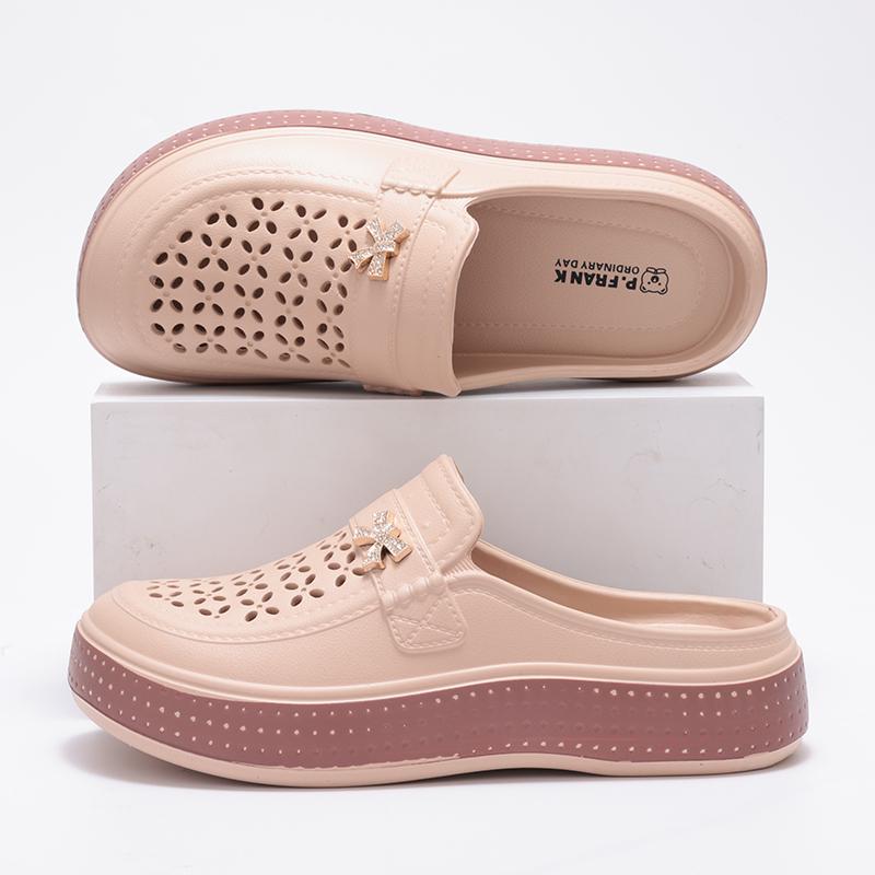 Fashion Kidmi Summer Women Slippers New EVA Round Head Clogs Flat Closed-toe Slippers Beach Slippers Thick Soles Slides Fitted Women Men