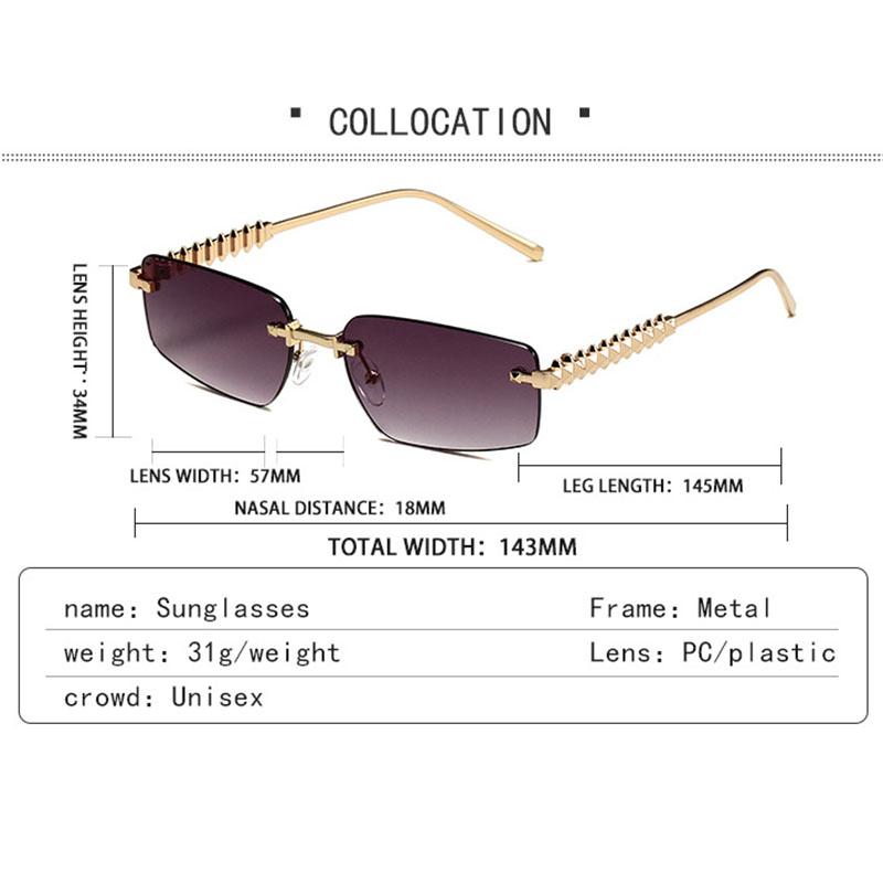 Rimless Metal Sunglasses Women Men Vintage Punk Luxury Brand Designer UV400 Outdoor Driving Hip Hop Sun Glasses