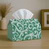 1pc Art Nouveau Organic Tissue Box-Swirl Vine Green,Durable Napkin Organizer for Car,Kitchen,Dining,Home Decor-Decorative Tabletop Party Tissue Box,Fe