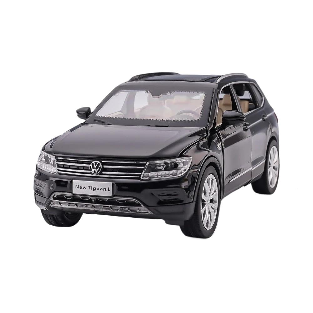 1/32 Volkswagen Tiguan L SUV Toy Car Model Diecast Alloy Miniature Pull Back Sound & Light Collection Gift for Children Boys Kid