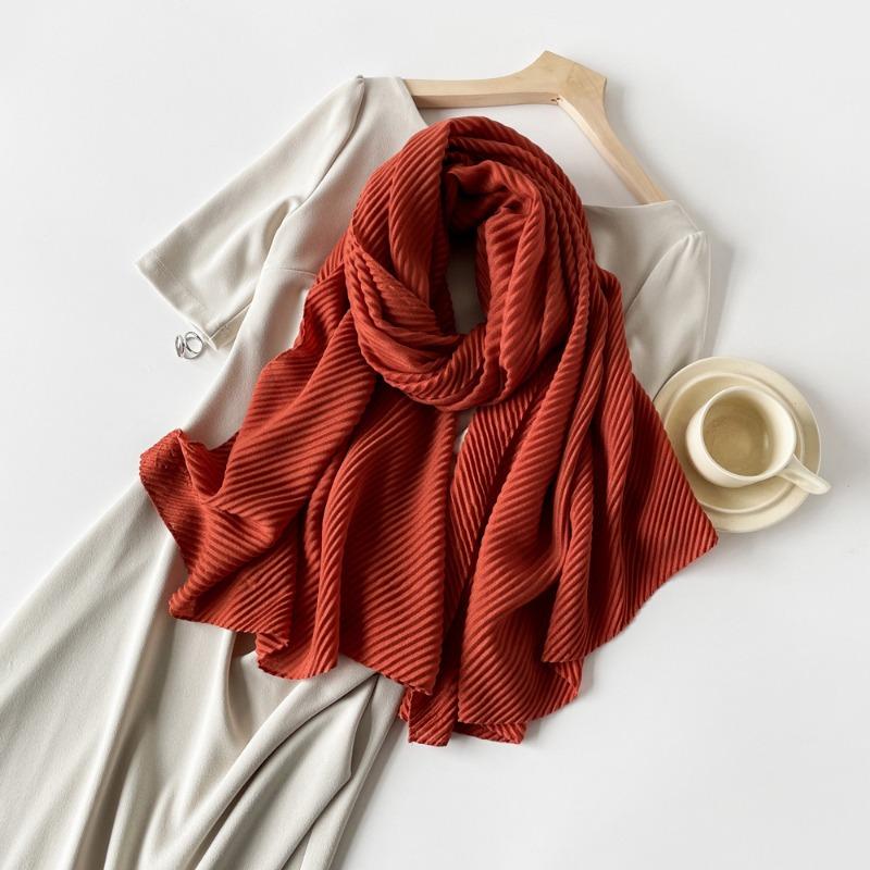 Solid color imitation cotton and linen silk scarf pleated women * 0cm square scarf imitation silk scarf headscarf