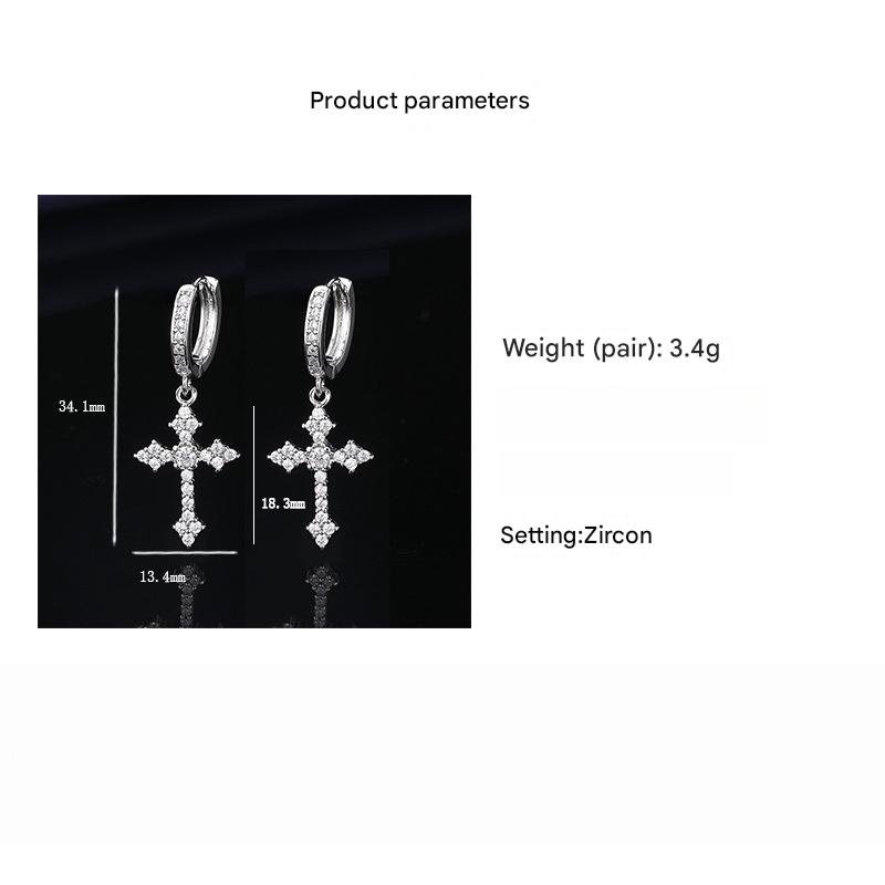 Fashion Classic Cross Earrings Inlaid With Aaaaa Crystal Zircon Women's And Men's Personalized Jewelry Earrings