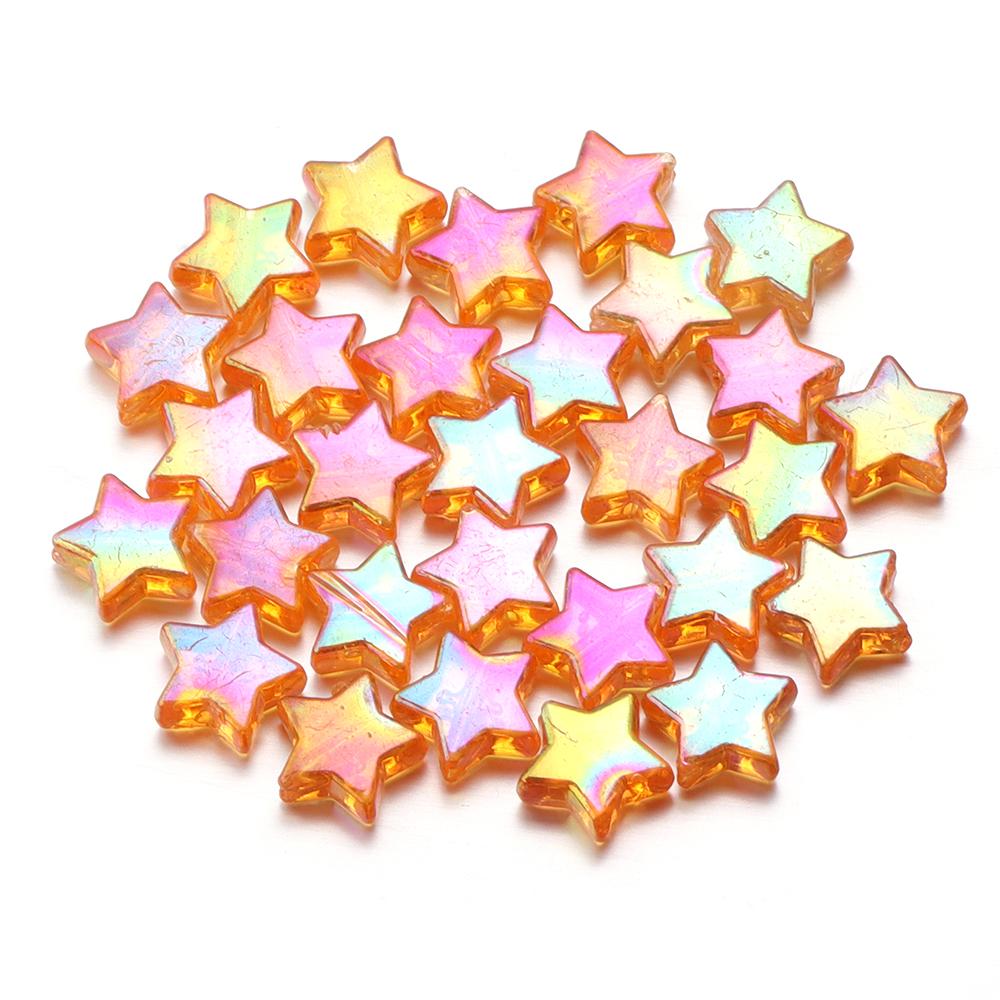 100pcs/Lot AB Plated Pentagram Star Acrylic Beads For Jewelry Making Five Pointed Star Beads DIY Bracelet Necklace Loose Beads