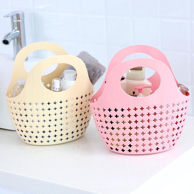 Hand-held Basket Foldable Soft Bath Storage Basket Plastic Washbasin Storage Basket New Bathroom Frame Portable Shower Container