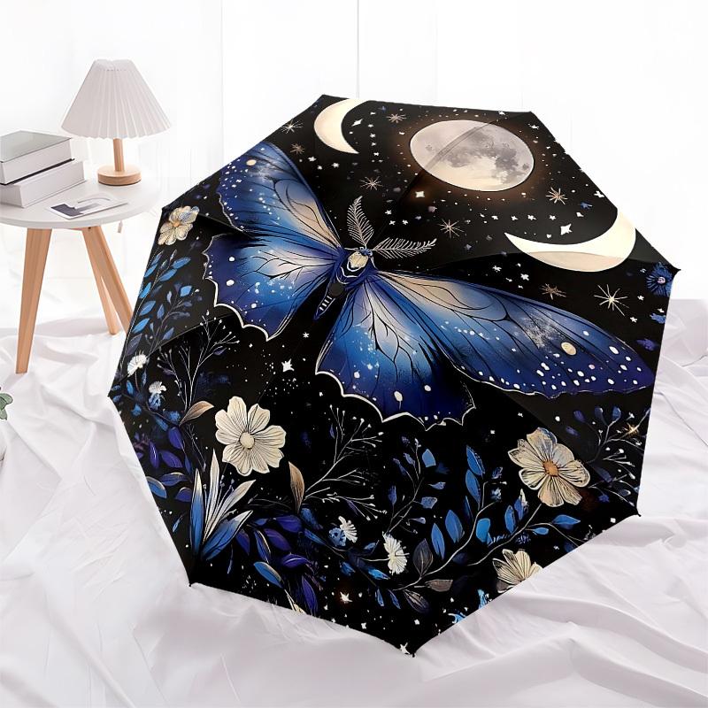 1pc Butterfly NightOpen/Close Umbrella-Windproof, Compact Travel Umbrella, Sturdy 8-Rib Shaft, Outdoor Accessory, 1056