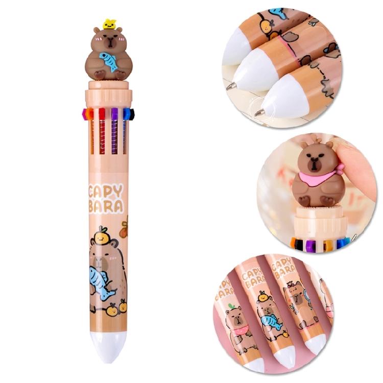 Cartoon Multicolor Pen for Color Coding Writing Drawing Journaling 10 Color-in-1 Writing Pen Multicolored Ballpoint Pen