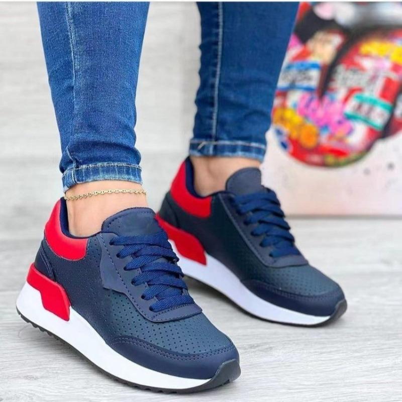 Fashion 2024 Women's Sports Shoes Thick Sole  Leather Stitching Casual Sports Shoes Women's Outdoor Running Vulcanized Shoes