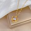 New Simple Design Gold Plated Heart  Shaped Crystal Zirconia Necklace Earring Set Stainless Steel Exqusite Bridal  Sets