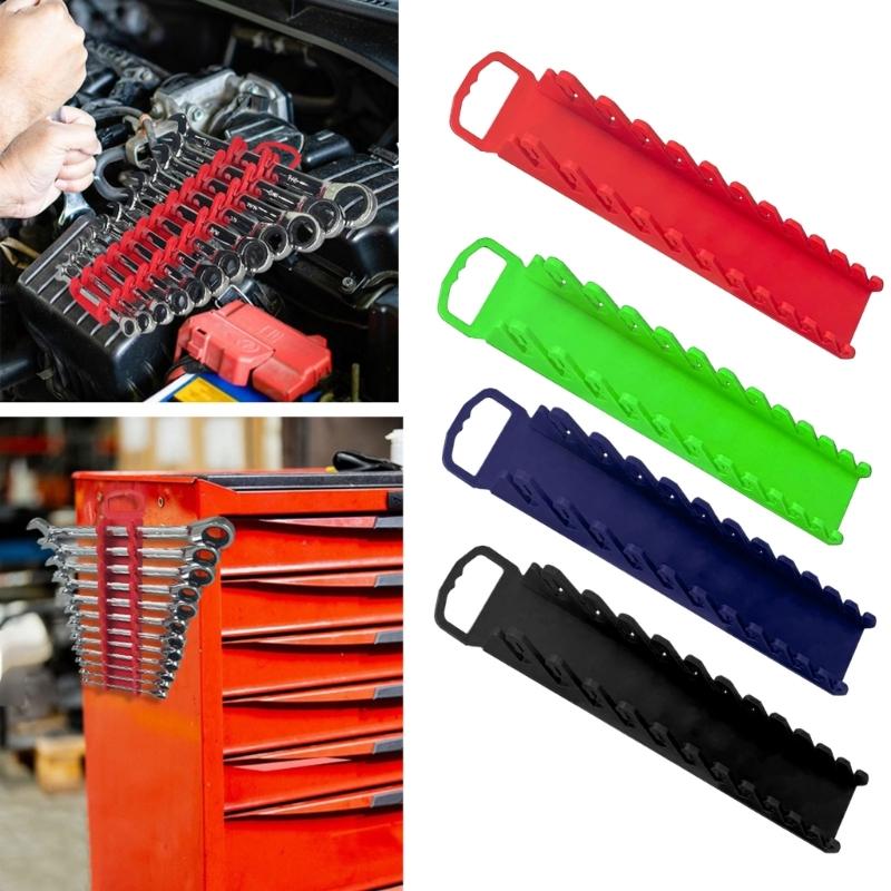 Lightweight Multi Purpose Ergonomic Magnetic Tool Rack 12 Slot Plastic Wrench Organizer Garage Workshop Storage System