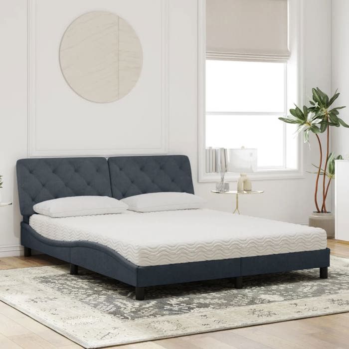 VidaXL Lit avec Matelas, Lit Rembourré avec Coussin de Tête de Lit, Lit Double, Lit Adulte de Chambre à Coucher Intérieur, 3208665