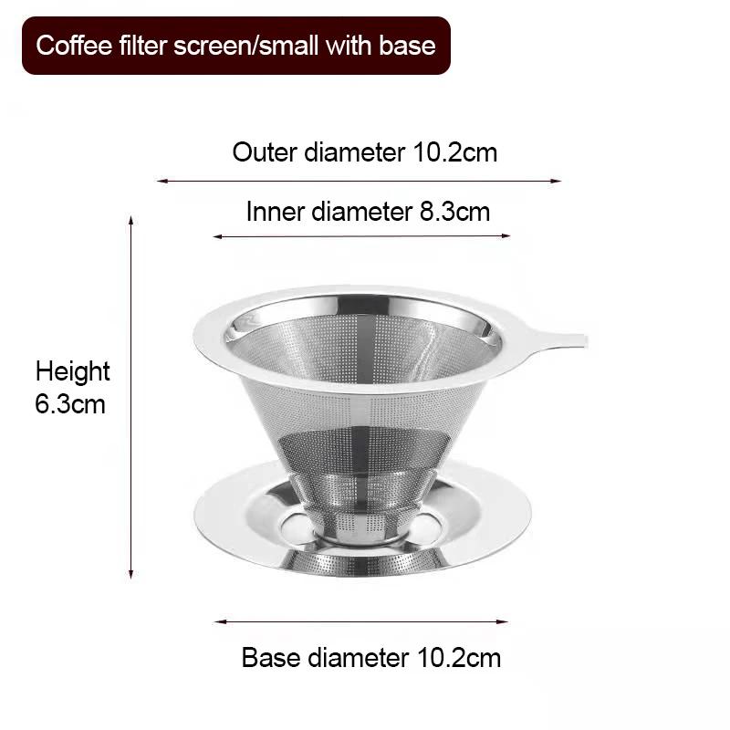 1Pc Reusable Double Layer Stainless Steel Coffee Filter Holder Pour Over Coffees Dripper Mesh Coffee Tea Filter Basket Tools