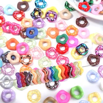 20pcs Candy Color Doughnut Acrylic Beads for Jewelry Making Wavy Big Hole Stack Bead DIY Bracelets Necklace Keychain Phone Chain