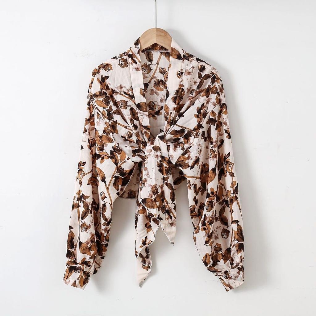 Chiffon Women's Summer Long Sleeved Top Thin Cardigan Paired with Women's Short Sun Protection Jacket Shawl