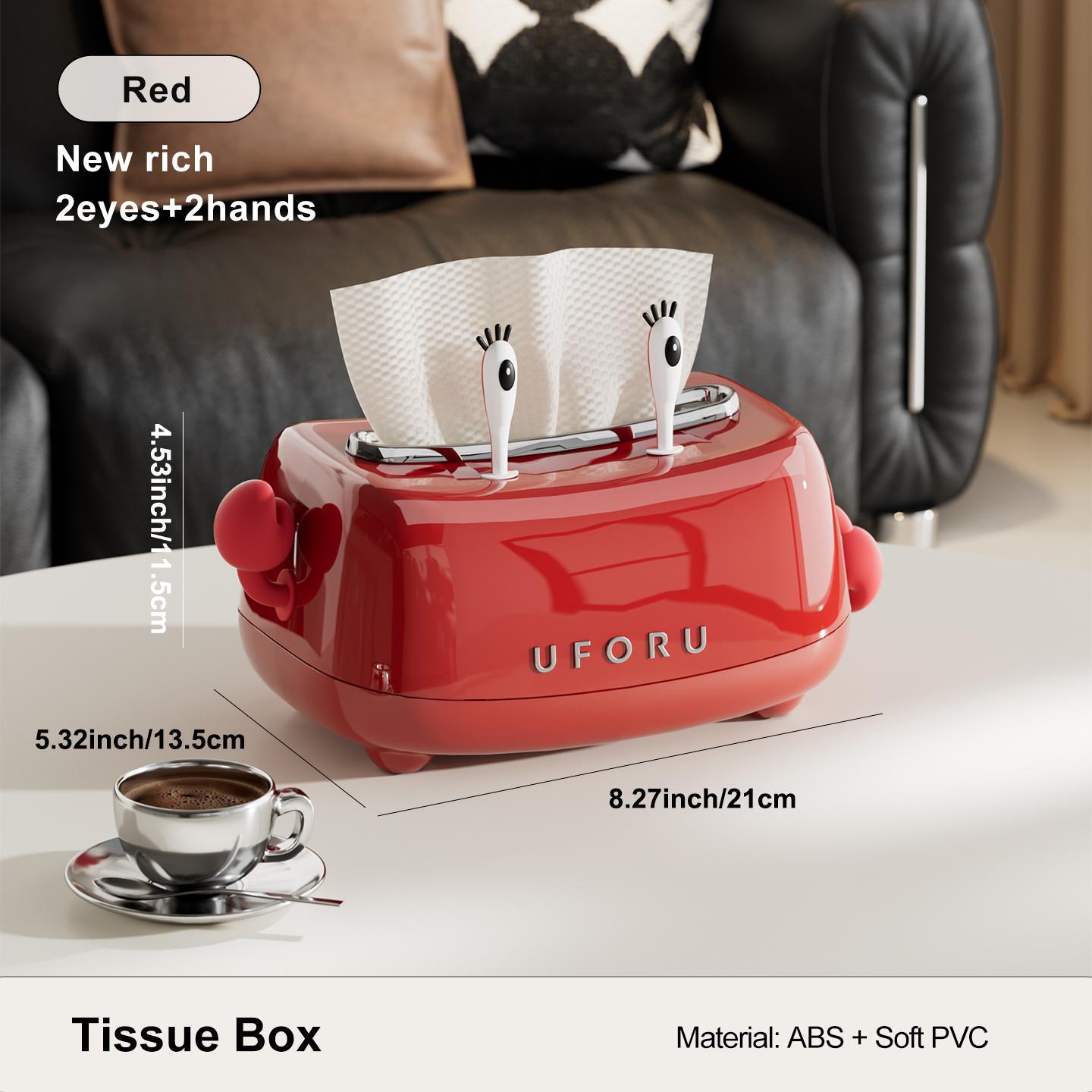 

Tissue box, cartoon design featuring Mr Crab, an adorable tissue storage box suitable for the living room, bedroom, and bathroom красный