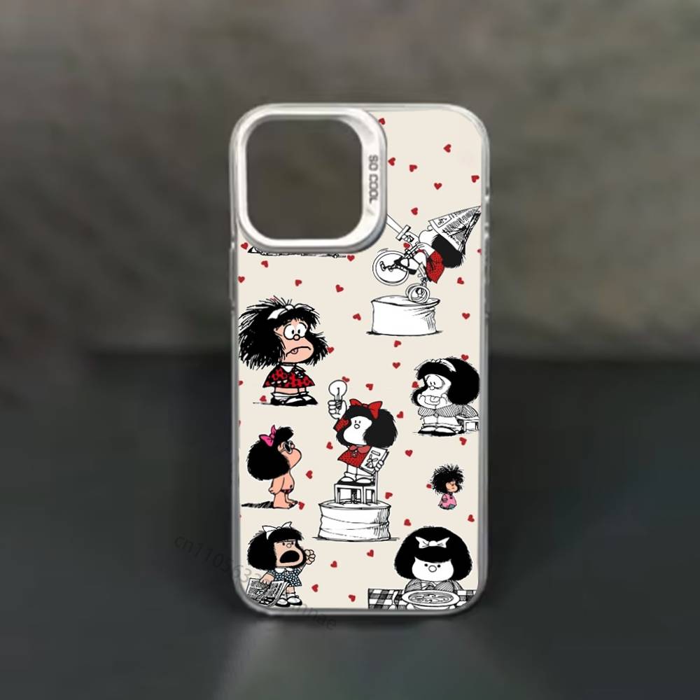 Funny M-Mafalda Phone Case for iPhone 15 16 Pro Max  Air SE 11 13 Pro 14 Plus 12 11Pro 15Pro Max 16e Cover