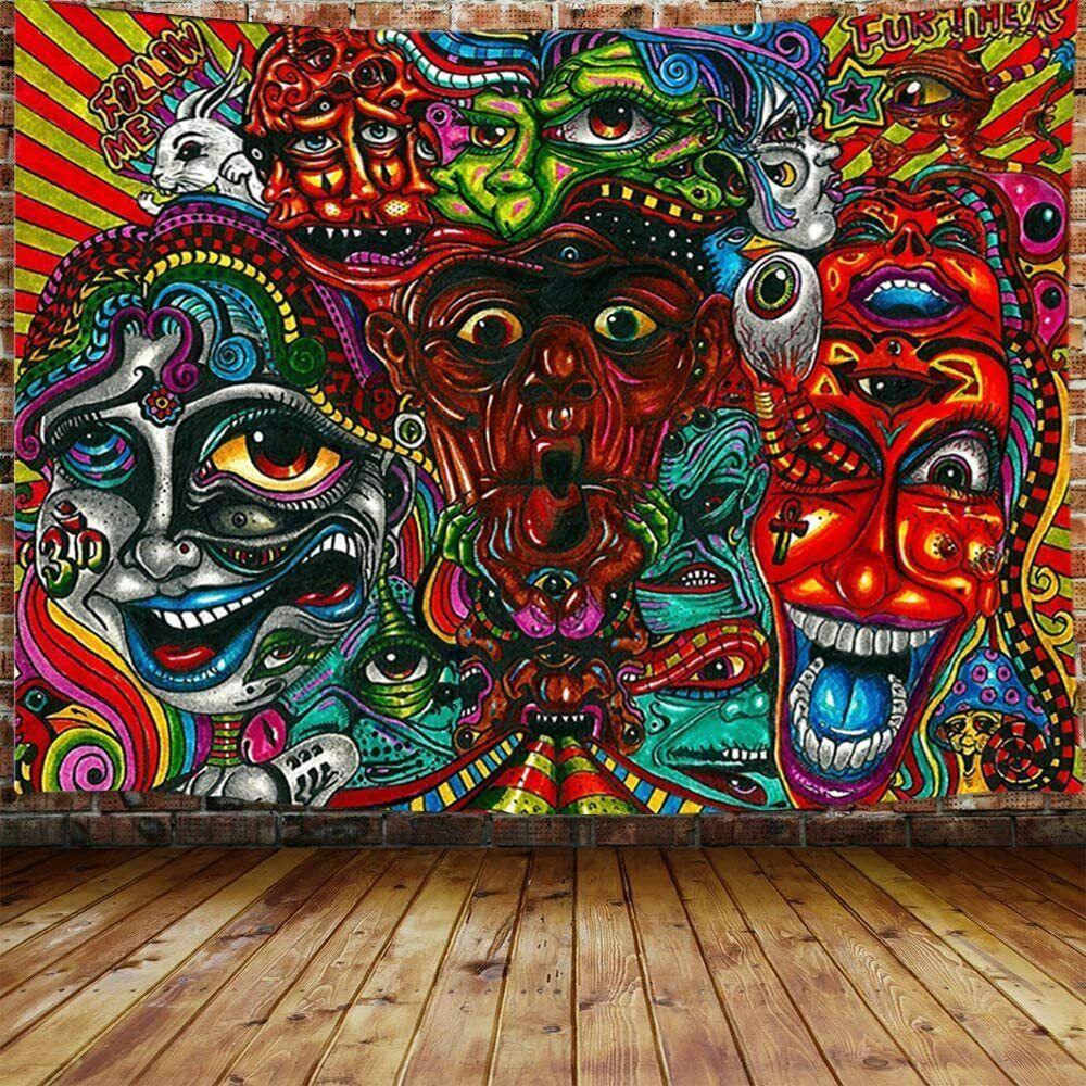 Tapestry trippy wall man hippie psychedelic 75x100