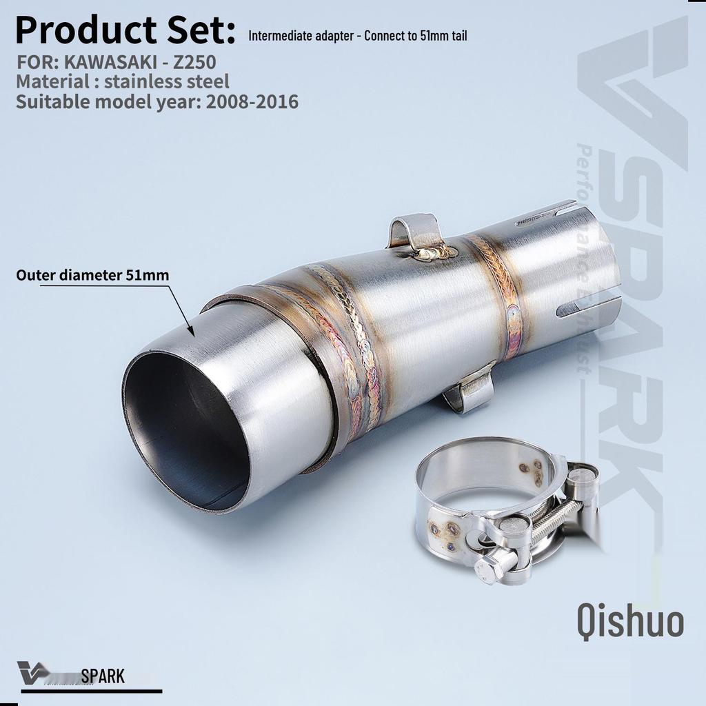 Stainless Steel Front Section for Kawasaki NINJA250/Z250/Z300 Exhaust Mid-Pipe