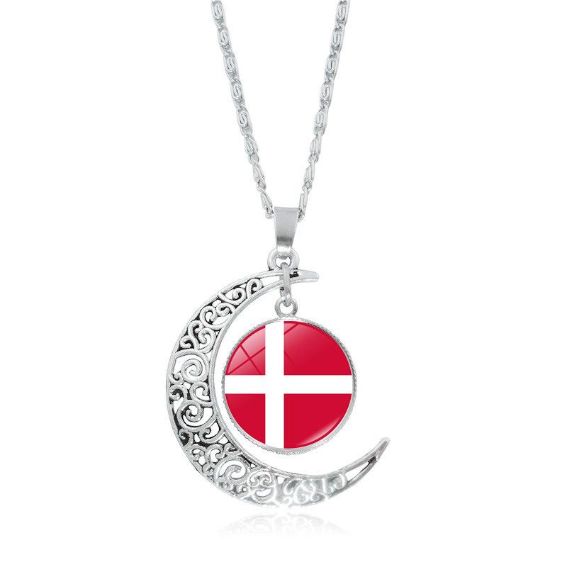 European Cup Top 24 National Flag Moon Women's Versatile Fashion Accessories Pendant Necklace