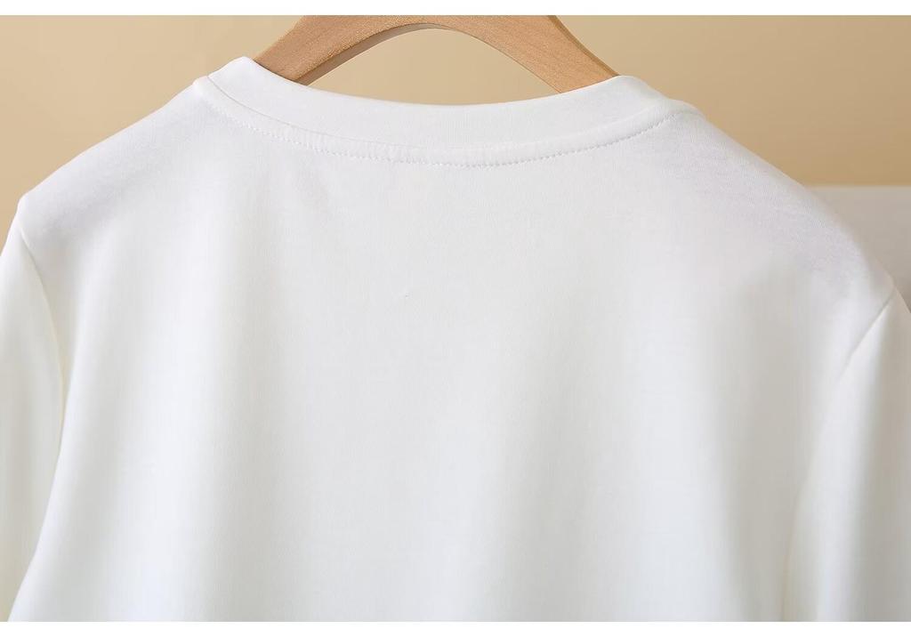 2026 Korean Style Plus Size Casual Lace Patchwork Round Neck Short Sleeve Top for Chubby Girls