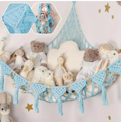Huge Plush Hammock - Cute Stuffed Animal Storage Net, Nursery & Bedroom Wall Decor
