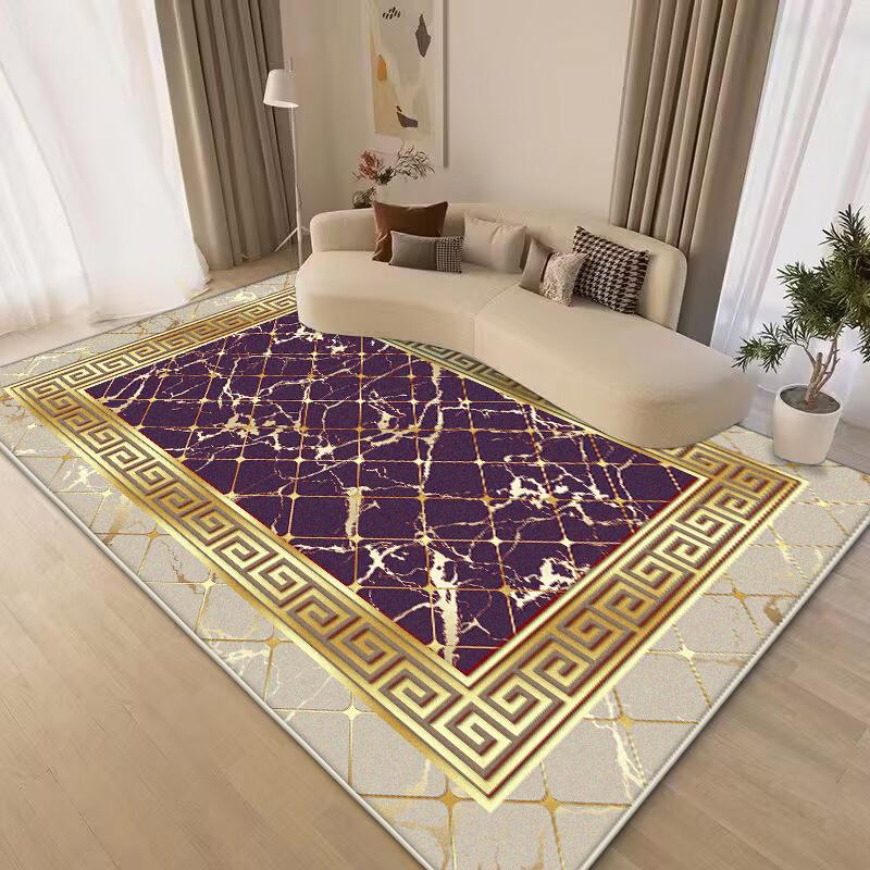 Chinese Carpets Washable Non-slip Retro Gold Large Rugs Light Luxury Rug Mat for Living Room Bedroom Floor