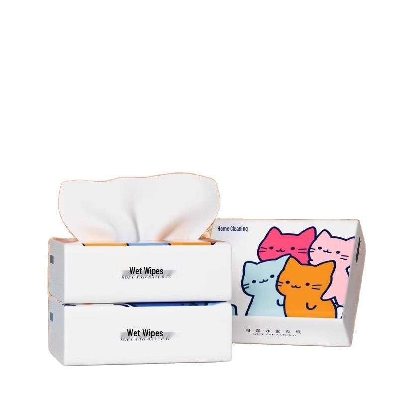 Cartoon Print Pocket Tissue - Portable, Student-Friendly, Wood Pulp Napkins, Facial Tissue In Douyin Style