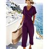 1116 Women's Clothing European and American Summer New Fashion Solid Color Irregular Short Sleeve Cover