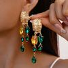 European and American diamond-set metal wind splicing flower earrings light luxury high-end earrings fashionable versatile personalized earrings