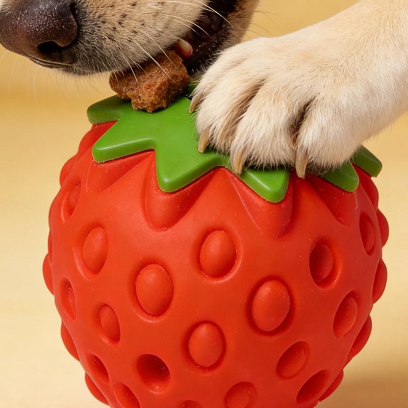 Dog Chew Toys Rubber Cute Strawberry Shaped Food Leaking Toy Durable Eco-friendly Food Dispenser Dogs Toy 2026