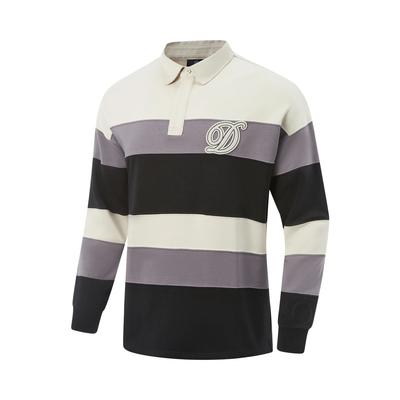 Li Ning Serie Wade Blocco Colore a Strisce Pullover a Manica Lunga Polo Uomo top APLV409-1