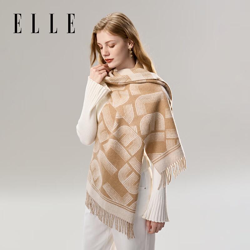 ELLE Women's 100% Pure Wool Double-Sided Scarf