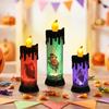 Elektrisches Kerzenlicht, Lustige Halloween Gruselige LED-Kerze, 3-farbig flackerndes realistisches Flammen-Sicherheits-Batterielicht für Party-Dekoration Schreibtisch-Ornament