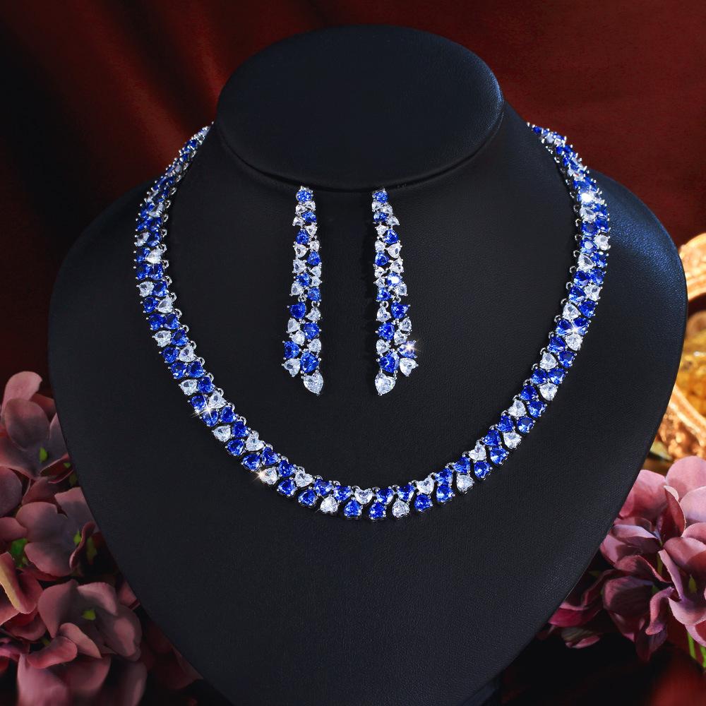 

Роскошный Дизайн Серьги Ожерелье Набор Циркон Холодный Стиль Аксессуары для Платья Набор Цепочка