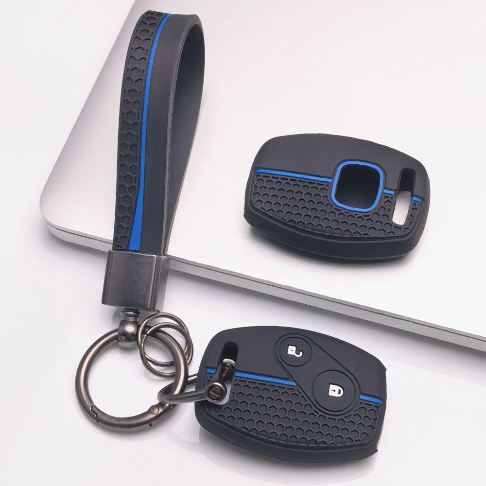 Premium Silicone Car Key Fob Cover For Honda Fit Civic Accord CRV HRV Jazz With Keychain Soft Silicone Car Interior Accessories Anti-Scratch