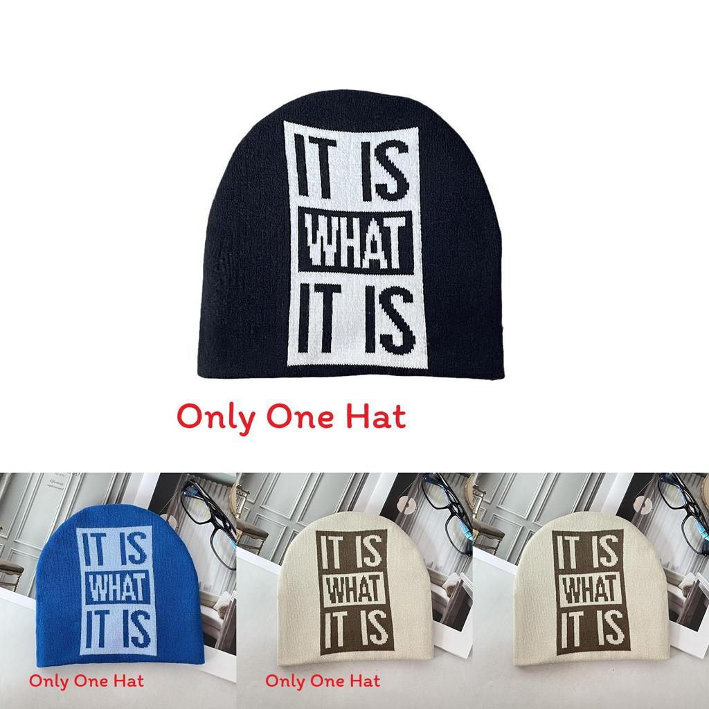 Knitted Hat For Winter With Warmth And Letter Design For Casual Outdoor Wear