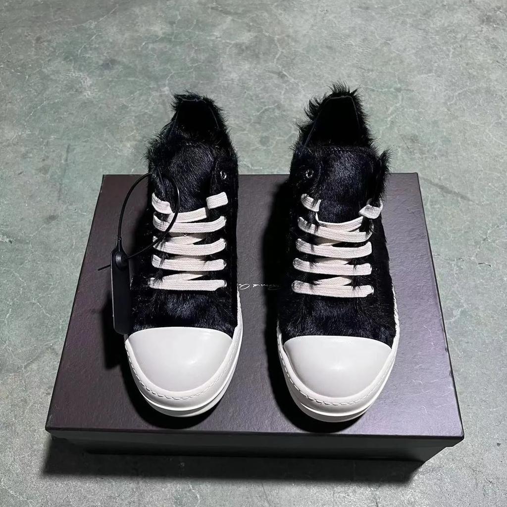 Marke Echtes Leder Herrenschuh Klassische Schwarze Rosshaar Freizeit Low Top Sneaker Frau Luxus Designer Mode Flache Pelzschuhe