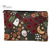 Ghost Design Storage Bag Bag, with Halloween Pattern Printed, Smooth Zipper Reusable Canvas Makeup Large Capacity Travel Cosmetic Pouch Tight Sealing