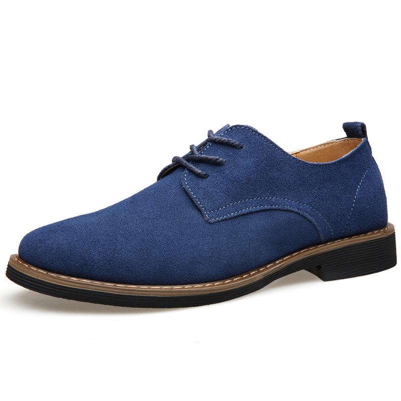 Nowe Męskie Zamszowe Skórzane Buty Codzienne Brytyjski Styl Szpiczasty Nosek Eleganckie Buty Modne Sznurowane Mokasyny