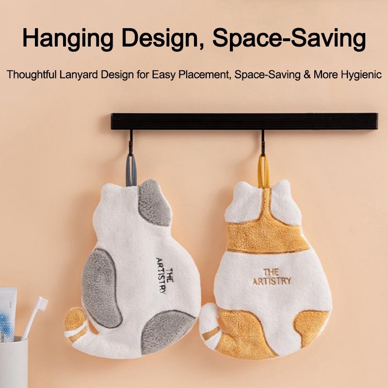 Cat Hand Towels Kitchen Accessories Hanging Towels For Hands Cartoon Hand Towel Absorbent Bathroom Towels